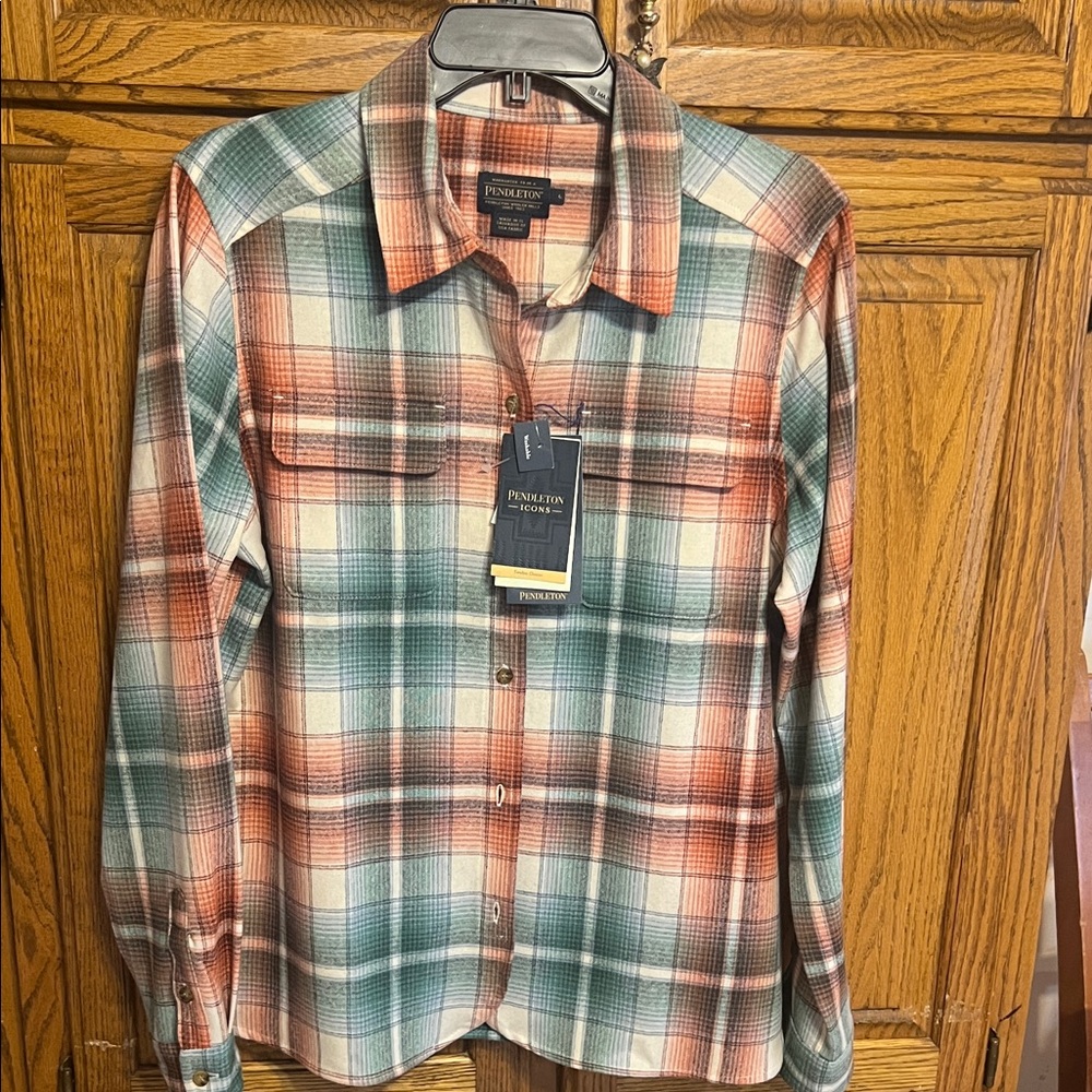 Pendleton Pink, Teal, Rust & Cream Plaid Button-Down Shirt